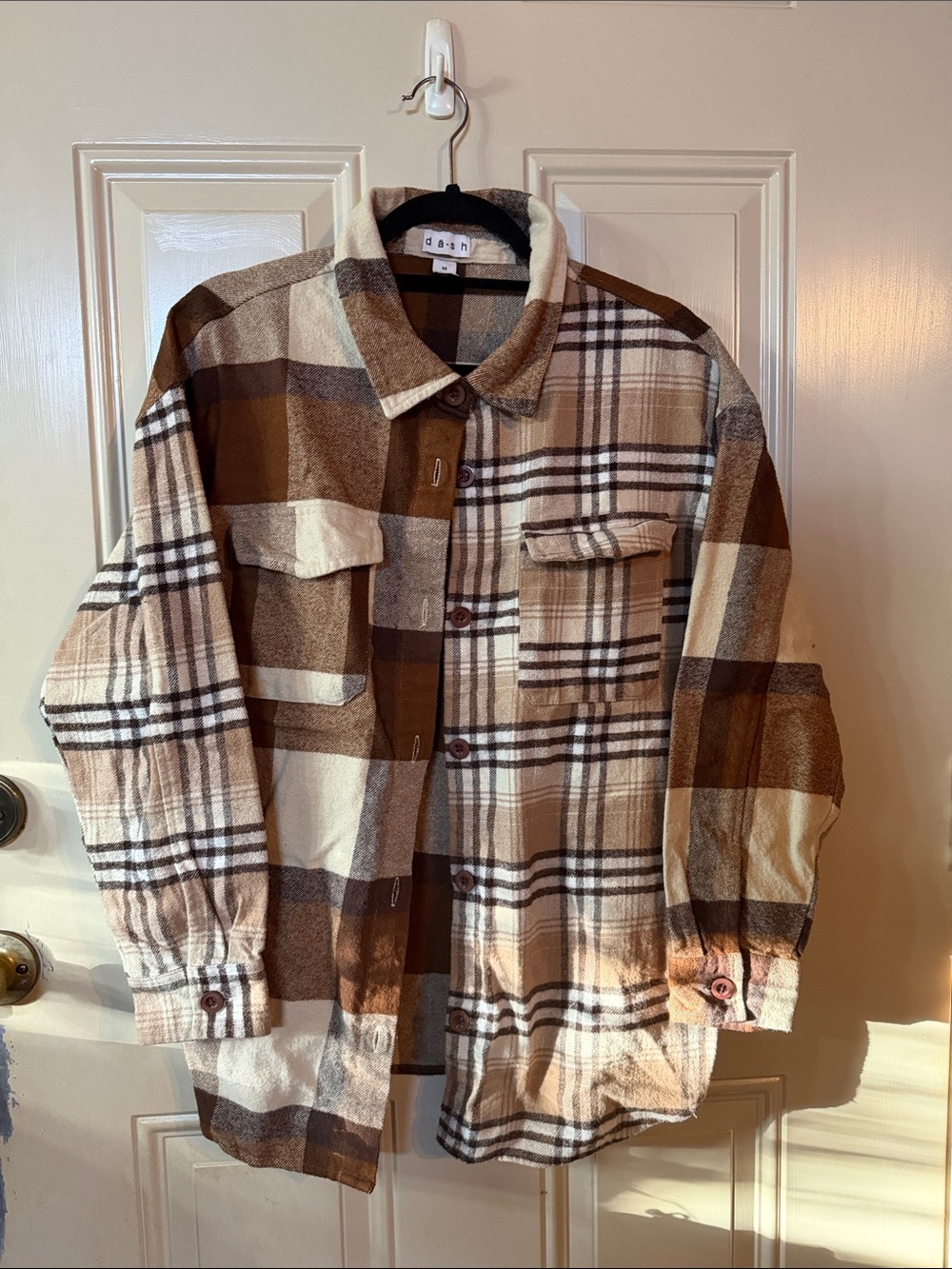 Women's Brown Plaid Overshirt Jacket